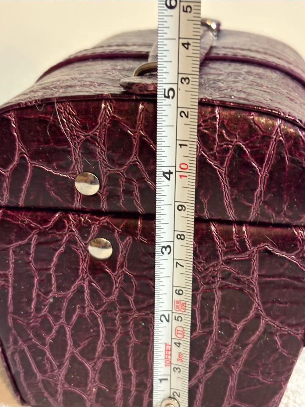 NWT Tuscan Designs Eggplant Crocodile Print Travel Jewelry Case